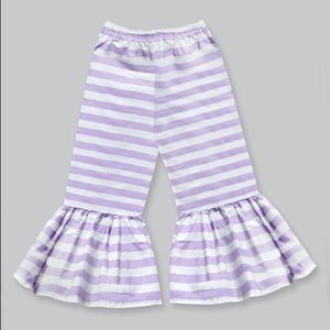 Girls Light Purple Stripe Boho Ruffle Pants